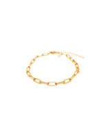 Gold chain bracelet on a white background