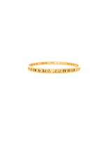 Gold bracelet with Roman numeral design on a white background