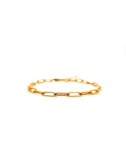Gold chain bracelet on a white background